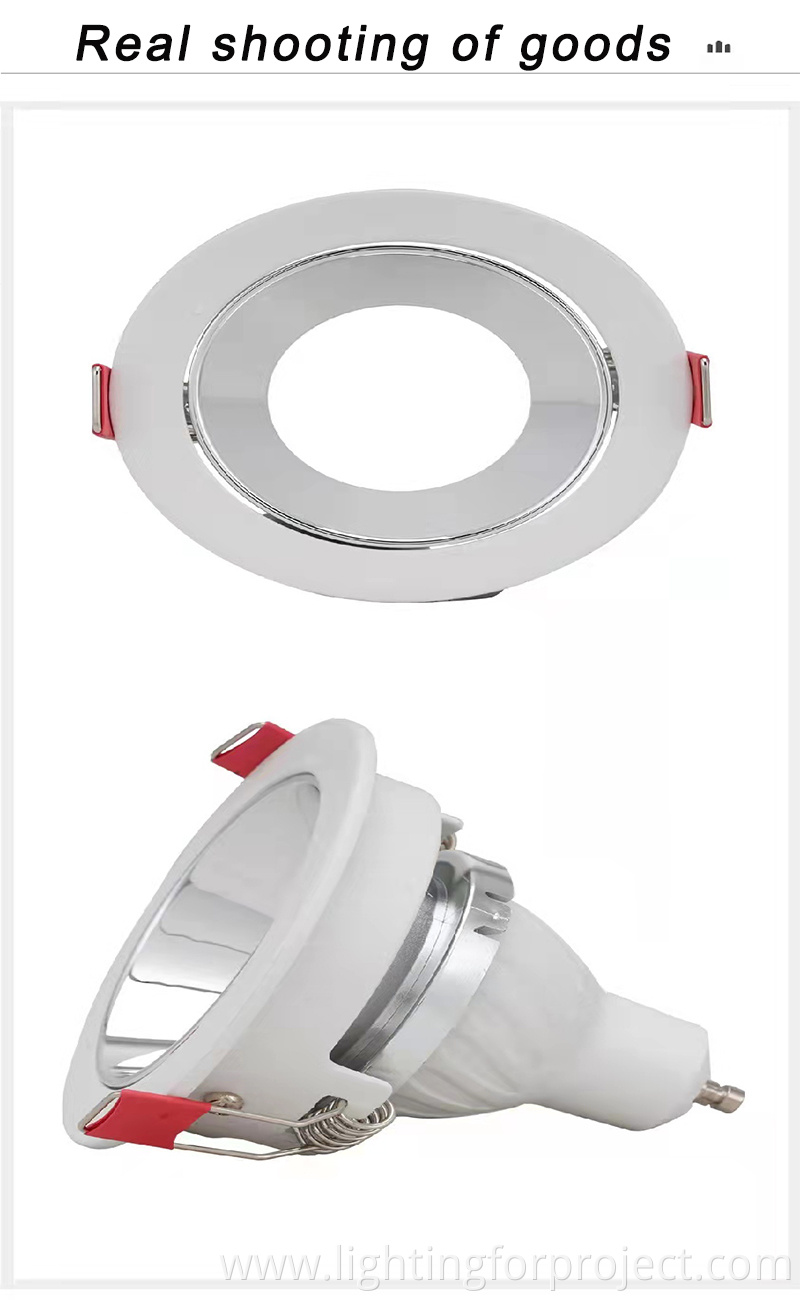 Medium and low style round fixed recessed ceiling frame apply to Gu5.3 Gu10 Mr16 Led ceiling Spotlight